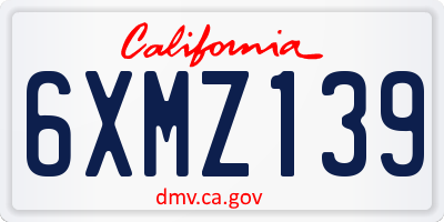 CA license plate 6XMZ139