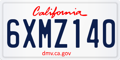 CA license plate 6XMZ140