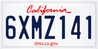 CA license plate 6XMZ141