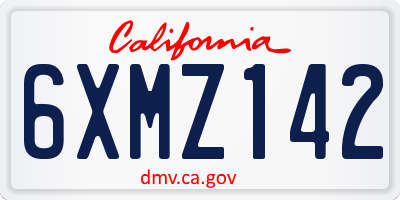 CA license plate 6XMZ142