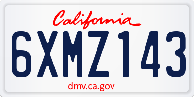 CA license plate 6XMZ143