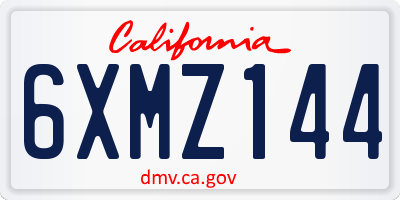 CA license plate 6XMZ144