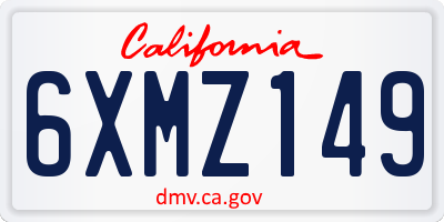 CA license plate 6XMZ149