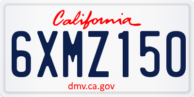 CA license plate 6XMZ150