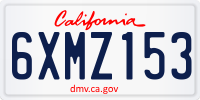 CA license plate 6XMZ153