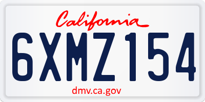 CA license plate 6XMZ154