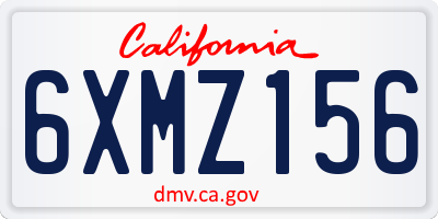 CA license plate 6XMZ156