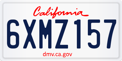 CA license plate 6XMZ157