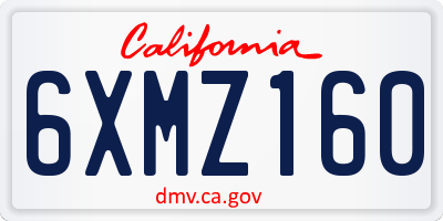 CA license plate 6XMZ160