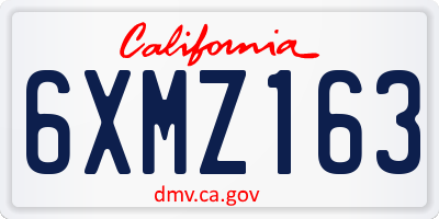 CA license plate 6XMZ163