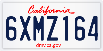 CA license plate 6XMZ164