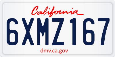 CA license plate 6XMZ167