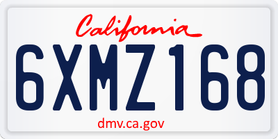 CA license plate 6XMZ168