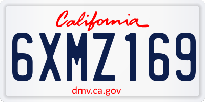 CA license plate 6XMZ169