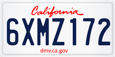 CA license plate 6XMZ172