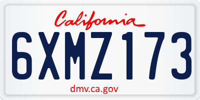 CA license plate 6XMZ173