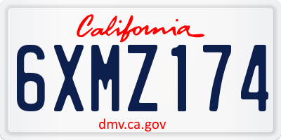 CA license plate 6XMZ174