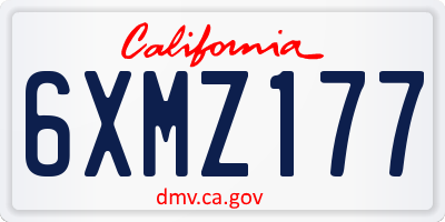CA license plate 6XMZ177