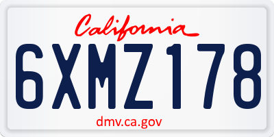 CA license plate 6XMZ178