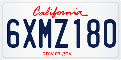CA license plate 6XMZ180
