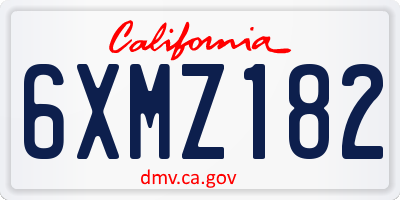 CA license plate 6XMZ182