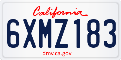 CA license plate 6XMZ183