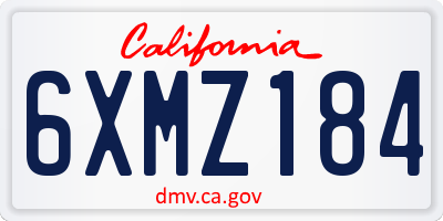 CA license plate 6XMZ184