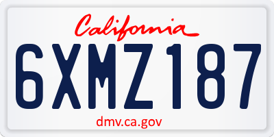 CA license plate 6XMZ187