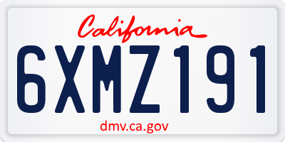 CA license plate 6XMZ191