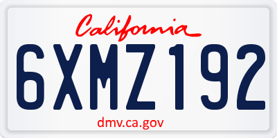 CA license plate 6XMZ192