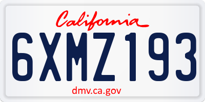 CA license plate 6XMZ193