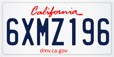 CA license plate 6XMZ196