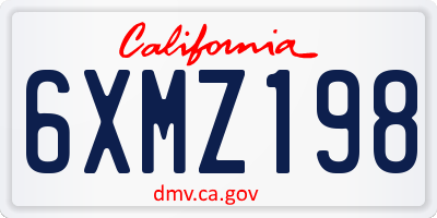 CA license plate 6XMZ198