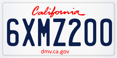 CA license plate 6XMZ200