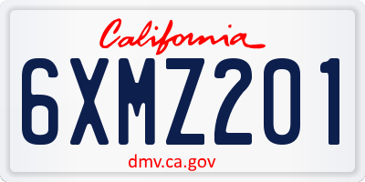 CA license plate 6XMZ201