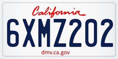 CA license plate 6XMZ202