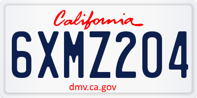 CA license plate 6XMZ204