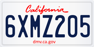 CA license plate 6XMZ205
