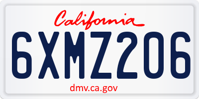 CA license plate 6XMZ206
