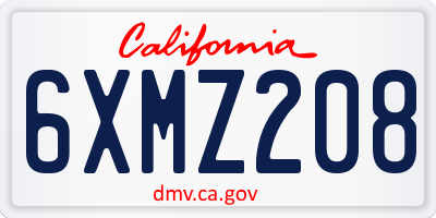 CA license plate 6XMZ208