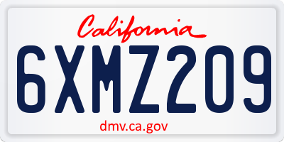 CA license plate 6XMZ209