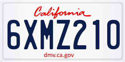CA license plate 6XMZ210