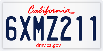CA license plate 6XMZ211