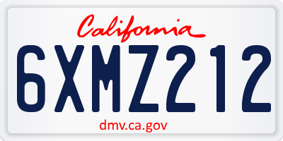 CA license plate 6XMZ212