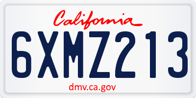 CA license plate 6XMZ213