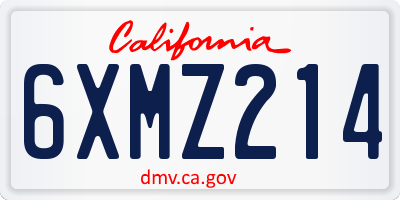 CA license plate 6XMZ214