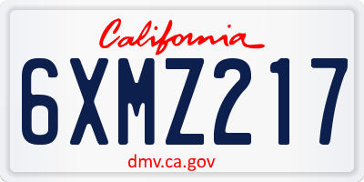 CA license plate 6XMZ217