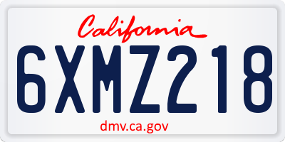 CA license plate 6XMZ218