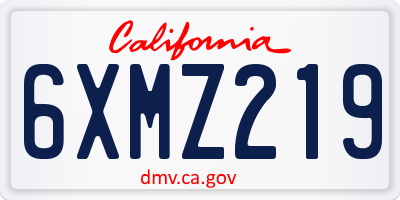 CA license plate 6XMZ219