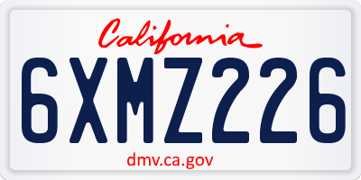CA license plate 6XMZ226